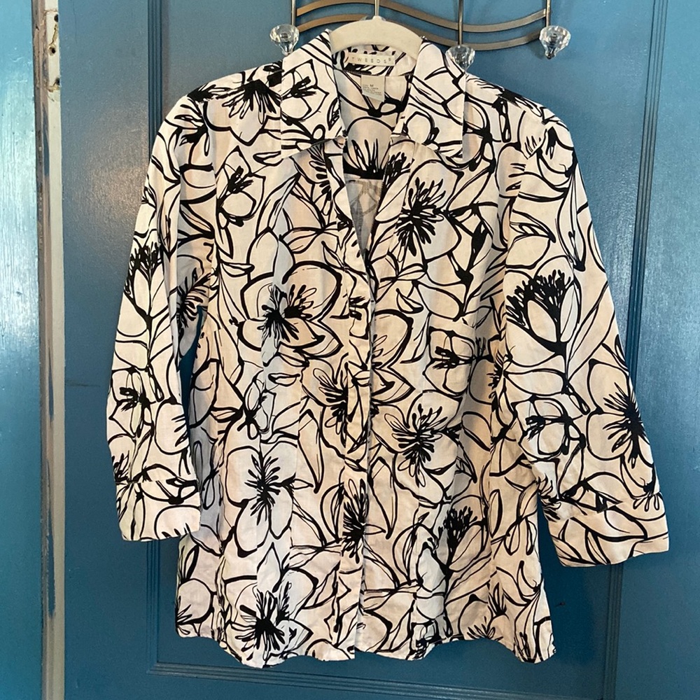 3/4 Sleeve Linen Button Down Shirt
